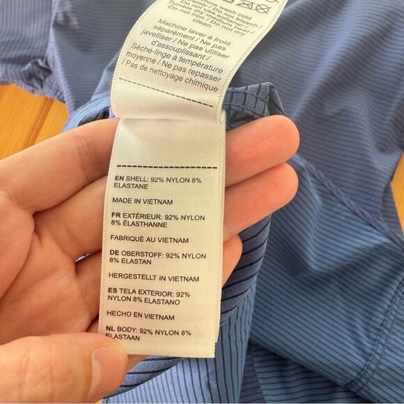 Untuckit Langhome Blue Windowpane Plaid Button Up Shirt Stretchy Regular Fit M - Picture 8 of 10